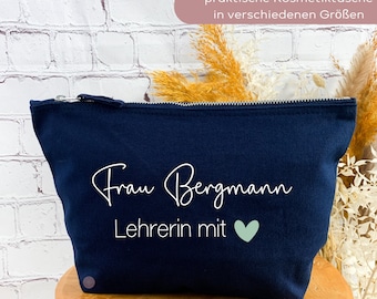 personalisierte Tasche Lehrerin mit Herz, Abschiedsgeschenk für die Lehrerin Grundschule, Lehrer Geschenk personalisiert Abschied