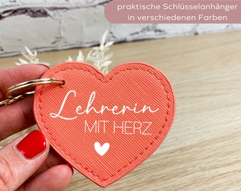 Abschiedsgeschenk Lehrerin mit Herz, Schlüsselanhänger für Lehrerin Grundschule, beste Lehrerin Geschenkidee, kleines Dankeschön Schlüssel