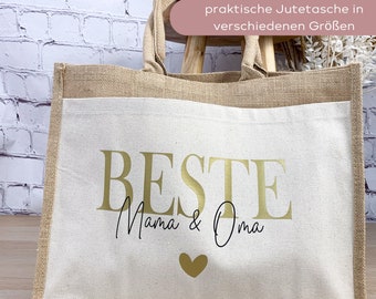 Jutetasche Beste Mama & Oma, Jutetasche Oma, Geschenk Oma Geburtstag, Weihnachtsgeschenk Oma, Muttertagsgeschenk