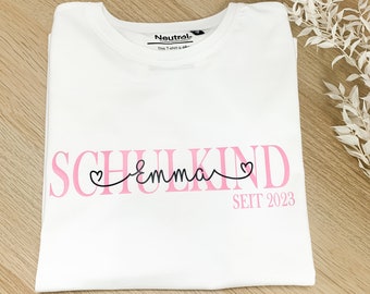 Schulkind 2023 T-Shirt aus Bio-Baumwolle, Einschulung Geschenk, Schulanfang, Erste Klasse Shirt, erster Schultag 2023