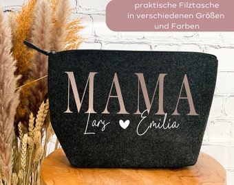 Kosmetiktasche Mama personalisiert Filz, Geburtstagsgeschenk Mama, beste Freundin, Geschenk zum Muttertag, Kleinigkeit Weihnachten Mama