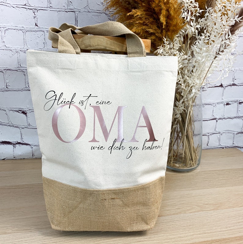 Juteshopper Glück ist eine Oma wie dich zu haben, Geschenkidee Mama, Geschenk Oma Geburtstag, Weihnachtsgeschenk Oma Bild 4