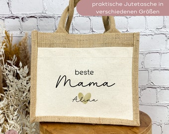 Jutetasche beste Mama personalisiert, Geschenk für Mama, Muttertags Geschenk, Geschenk Mama Geburtstag, werdende Mama