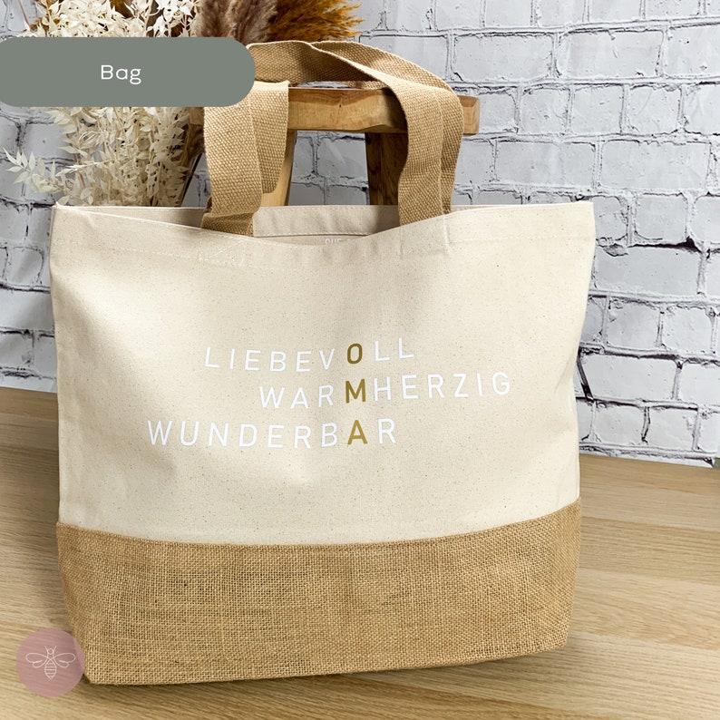 Juteshopper Oma liebevoll in verschiedenen Größen, Jutetasche Oma, Geschenk Oma Geburtstag Bild 5