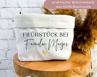 Brotkorb personalisiert, Brötchenkorb, Brötchenkorb Stoff, Aufbewahrungskorb Stoff, Frühstück bei Familie