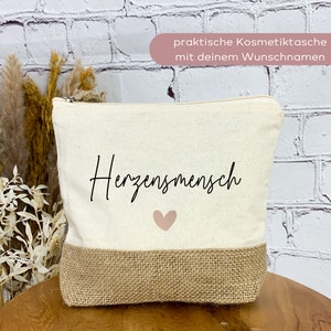 Kosmetiktasche Herzensmensch aus Baumwolle/Jute, individuelle Geschenke, Kleinigkeit Geschenk, Weihnachtsgeschenk Frau Bild 1