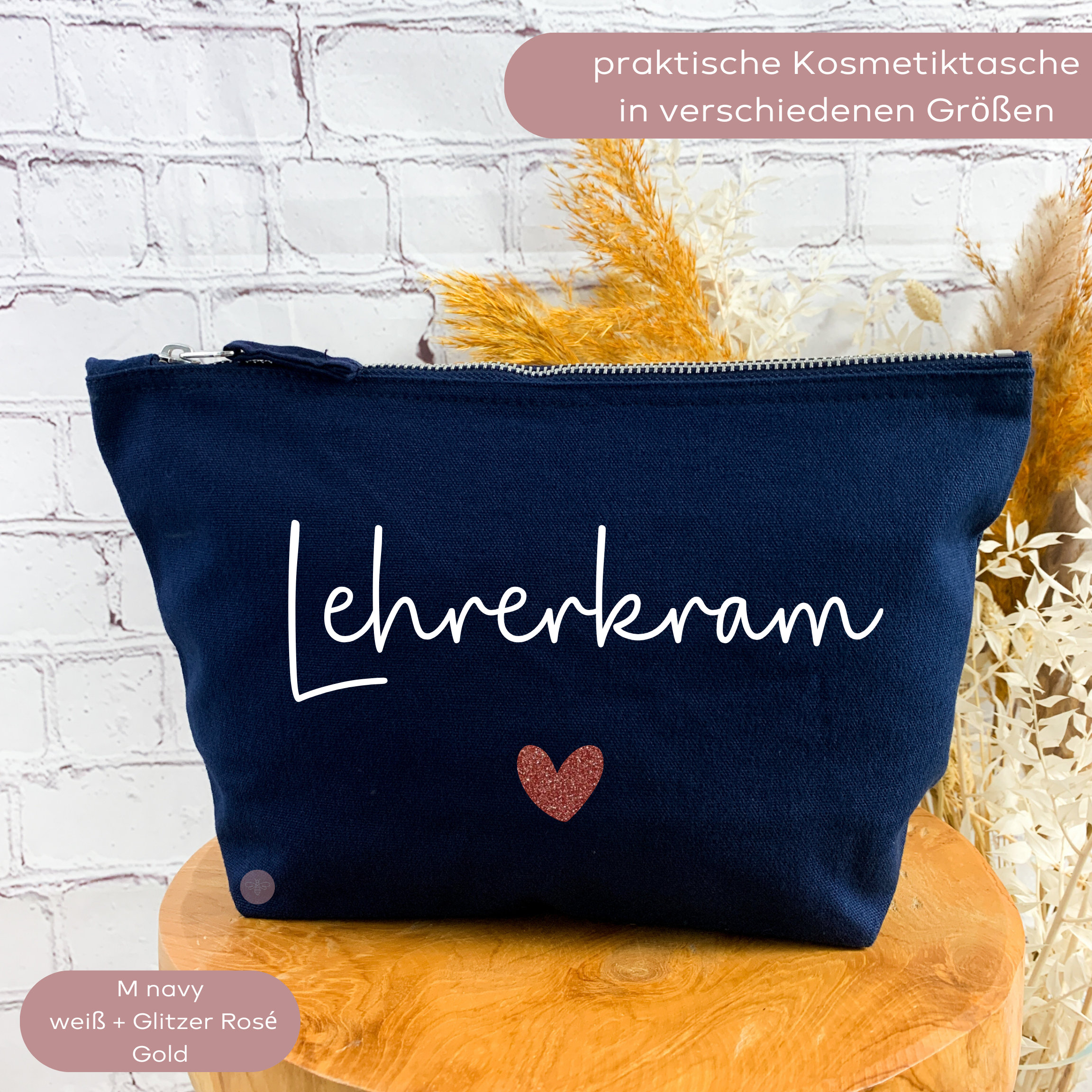 LEVLO Kosmetiktasche Zum Abschluss – Mit Inspirierendem Spruch, 23x17 Cm, Aus Baumwoll-Leinen