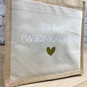 Geschenkidee beste Freundin Jutetasche Bin kurz Weinkaufen, Einkaufstasche Geschenke für Frauen, Geburtstagsgeschenk Jute Tasche image 6