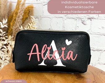 personalisierte Kosmetiktasche Glitzer Initiale und Name, Geschenk Frau, Schminktasche für beste Freundin, Weihnachtsgeschenk Mama