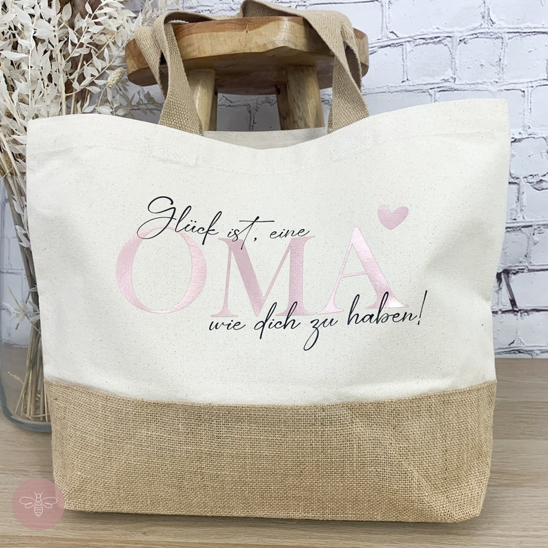 Juteshopper Glück ist eine Oma wie dich zu haben, Geschenkidee Mama, Geschenk Oma Geburtstag, Weihnachtsgeschenk Oma Bild 3