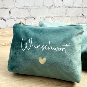Personalisierte Samt-Kosmetiktasche mit Wunschaufschrift – in verschiedenen Farben und Größen – Perfektes Geschenk für Sie