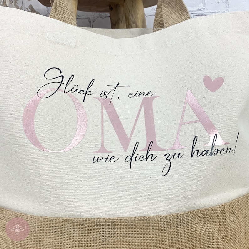 Juteshopper Glück ist eine Oma wie dich zu haben, Geschenkidee Mama, Geschenk Oma Geburtstag, Weihnachtsgeschenk Oma Bild 2