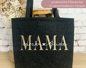 Filzshopper Mama mit Wunschtext, Filztasche personalisiert, Geschenkidee Mama, geschenk frau mama