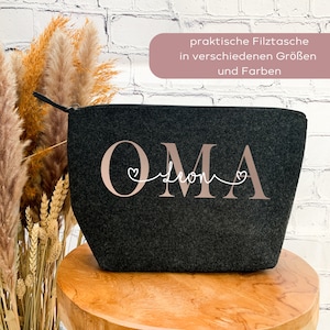 Kosmetiktasche Oma personalisiert Filz, Geburtstagsgeschenk Oma , Geschenk zum Muttertag, Kleinigkeit Weihnachten Oma