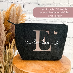 Kosmetiktasche personalisiert Filz, Geburtstagsgeschenk Frau, beste Freundin, Geschenk zum Muttertag, Kleinigkeit Weihnachten image 1