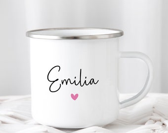 Tasse personalisiert, Emaille Tasse, mit Namen, Spruch, Kaffeetasse, kleines Geburtstagsgeschenk, Kaffeebecher