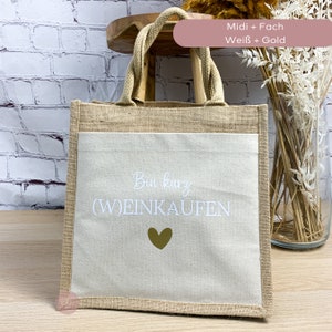 Geschenkidee beste Freundin Jutetasche Bin kurz Weinkaufen, Einkaufstasche Geschenke für Frauen, Geburtstagsgeschenk Jute Tasche image 4