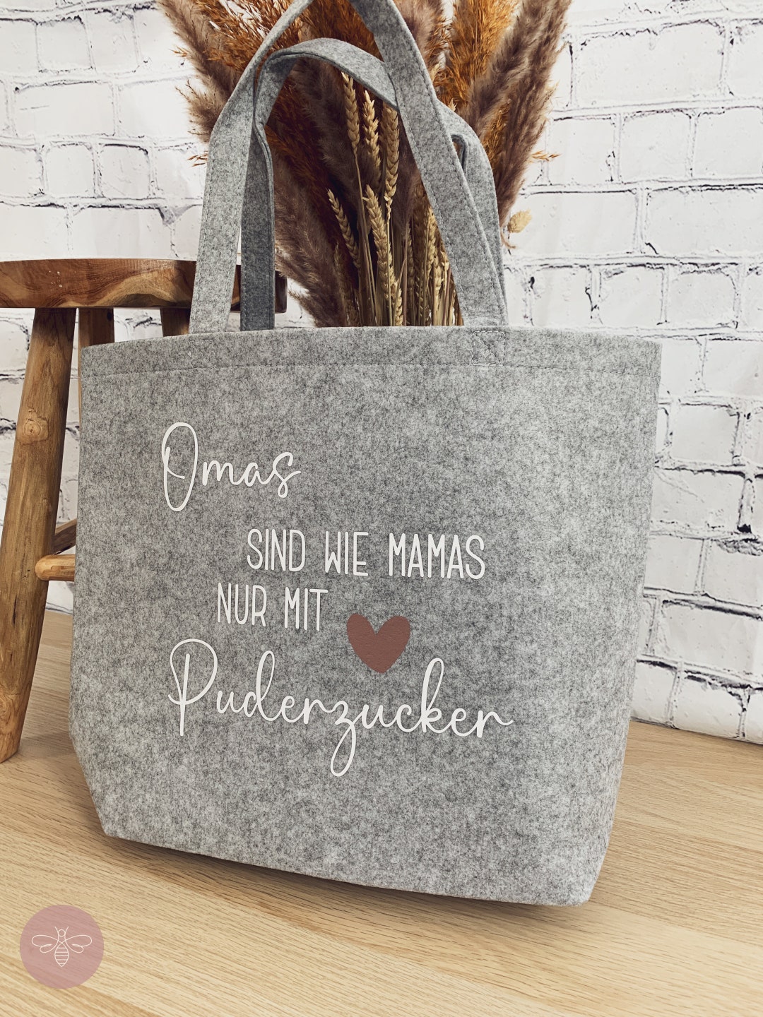 Einkaufskorb Faltbar Mit Spruch 'Omas Sind Wie Mamas Nur Mit Puderzucker' – 28 Liter, Anthrazit, Personalisierbar