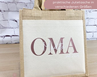 Jutetasche personalisiert OMA, Muttertagsgeschenk, Geschenk Oma Geburtstag, Geschenk Tasche Mama, Weihnachtsgeschenk