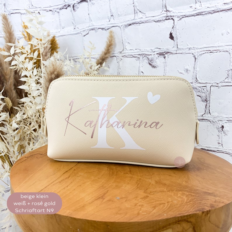 personalisierte Kosmetiktasche Initiale und Name, Geschenk Frau, Schminktasche für beste Freundin, Weihnachtsgeschenk Mama immagine 3