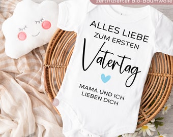 Organic Babybody  "Alles Liebe zum ersten Vatertag", personalisiert , Vatertagsgeschenk Baby, Geschenkidee zum ersten Vatertag 2024