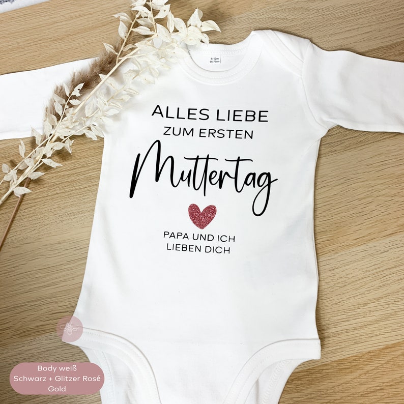 Organic Babybody Alles Liebe zum ersten Muttertag, personalisiert , Muttertagsgeschenk Baby, Geschenkidee zum ersten Muttertag 2023 image 2