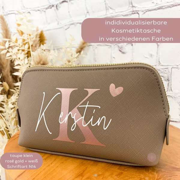 personalisierte Kosmetiktasche Initiale und Name, Geschenk Frau, Schminktasche für beste Freundin, Weihnachtsgeschenk Mama