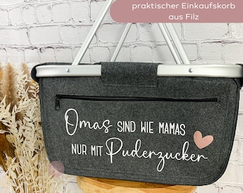 Einkaufskorb Omas sind wie Mamas nur mit Puderzucker, Geburtstagsgeschenk Oma, Geschenk Mama Tante Schwester, Muttertag, Weihnachten