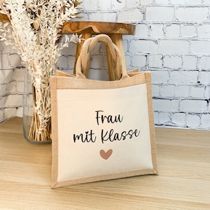Jutestasche Frau mit Klasse als Abschiedsgeschenk für die beste Lehrerin, Dankeschön Lehrerin, Abschiedsgeschenk Grundschule