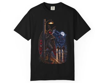 Camiseta Mothman Nightwatch | Criptídeo Urbano Noir, Camiseta de Terror Engraçada, Mothman