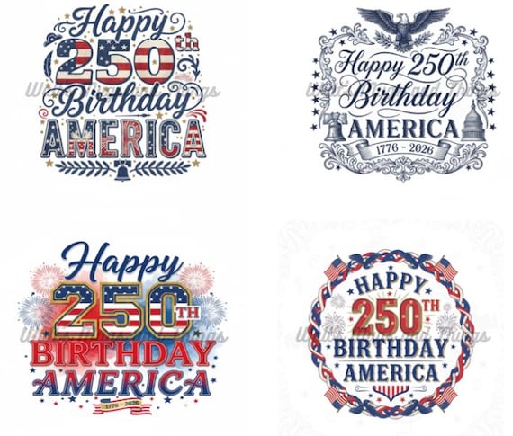 Happy Birthday America four image PNG digital bundle
