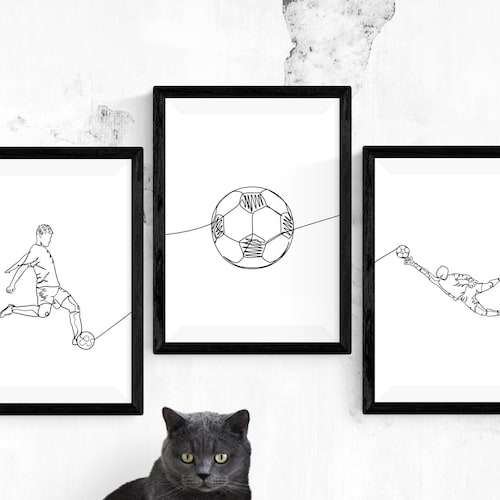Minimalist Football Line Art Print Soccer Sport Wall Art Etsy