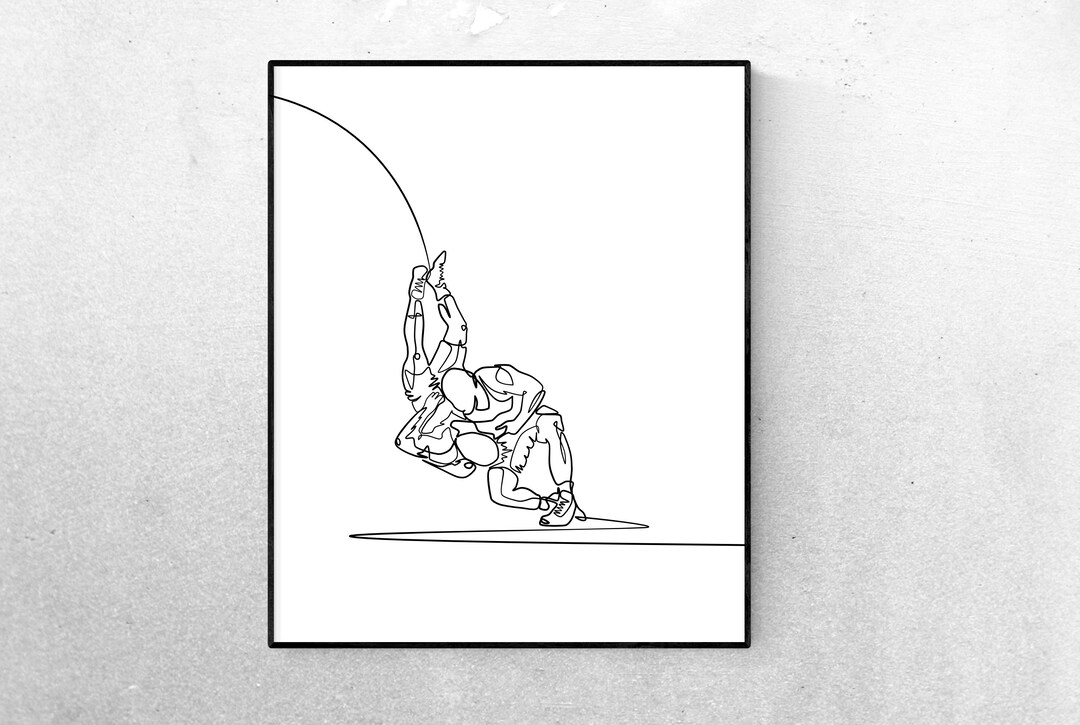 Wrestling Line Art, Wrestling Wall Art Print, Sport Minimalist Abstract