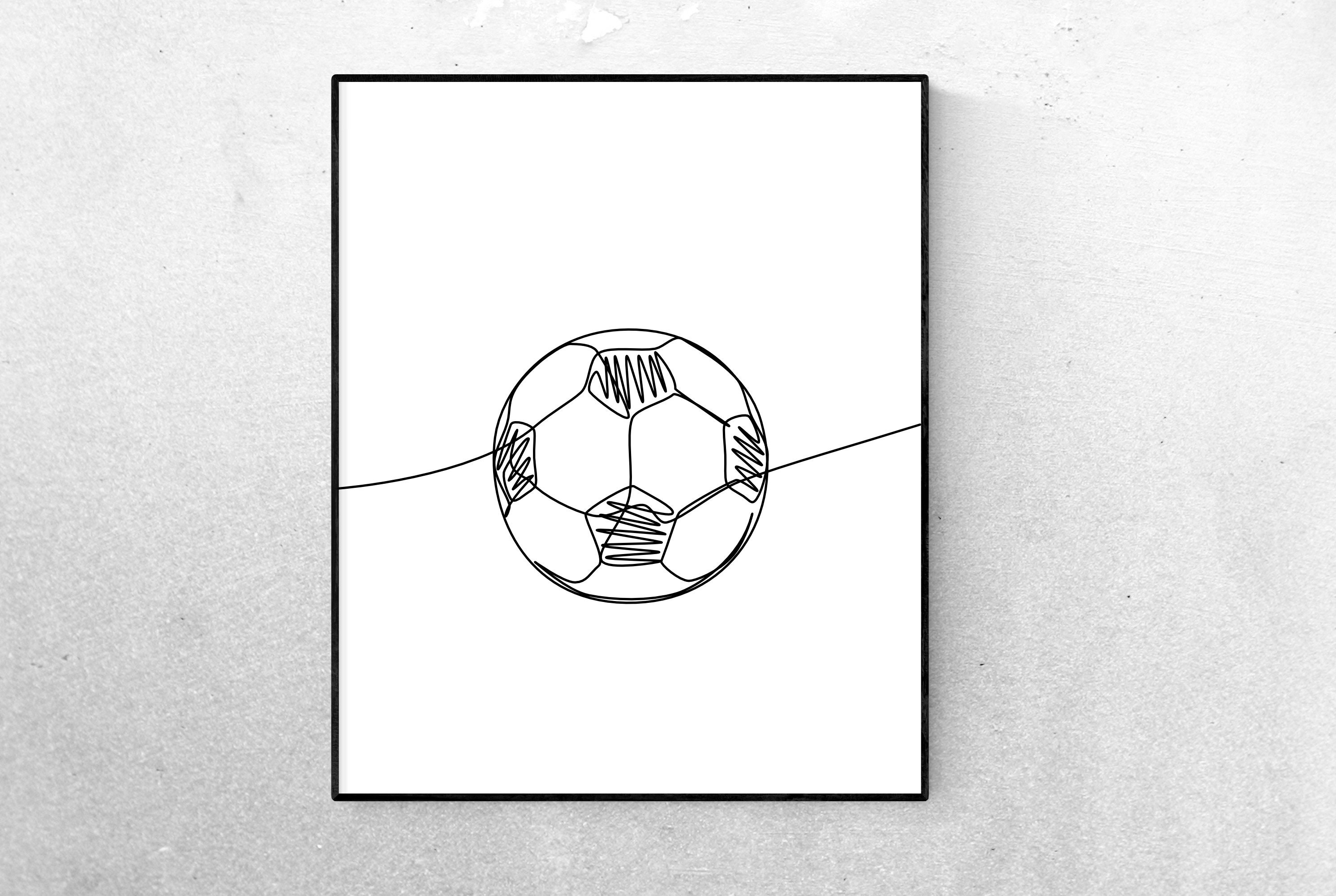 Soccer Line Art, Football Wall Art Print, Sport Minimalist Abstract