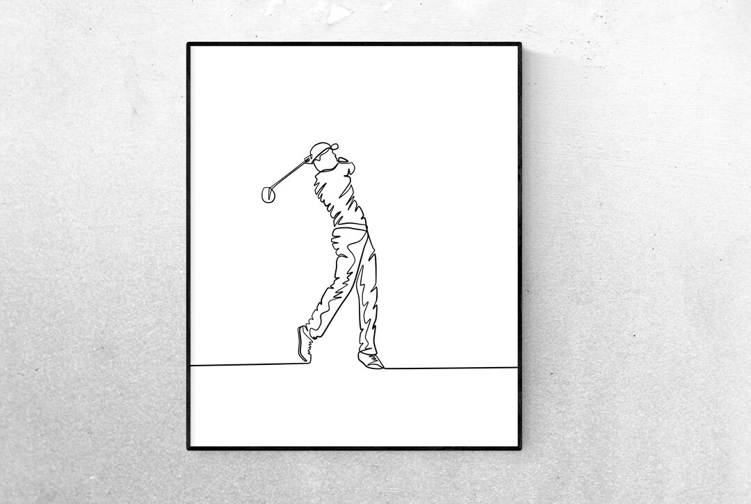 Golfer Line Art, Golf Wall Art Print, Golf Sport Minimalist Abstract Print, Single Line, Home