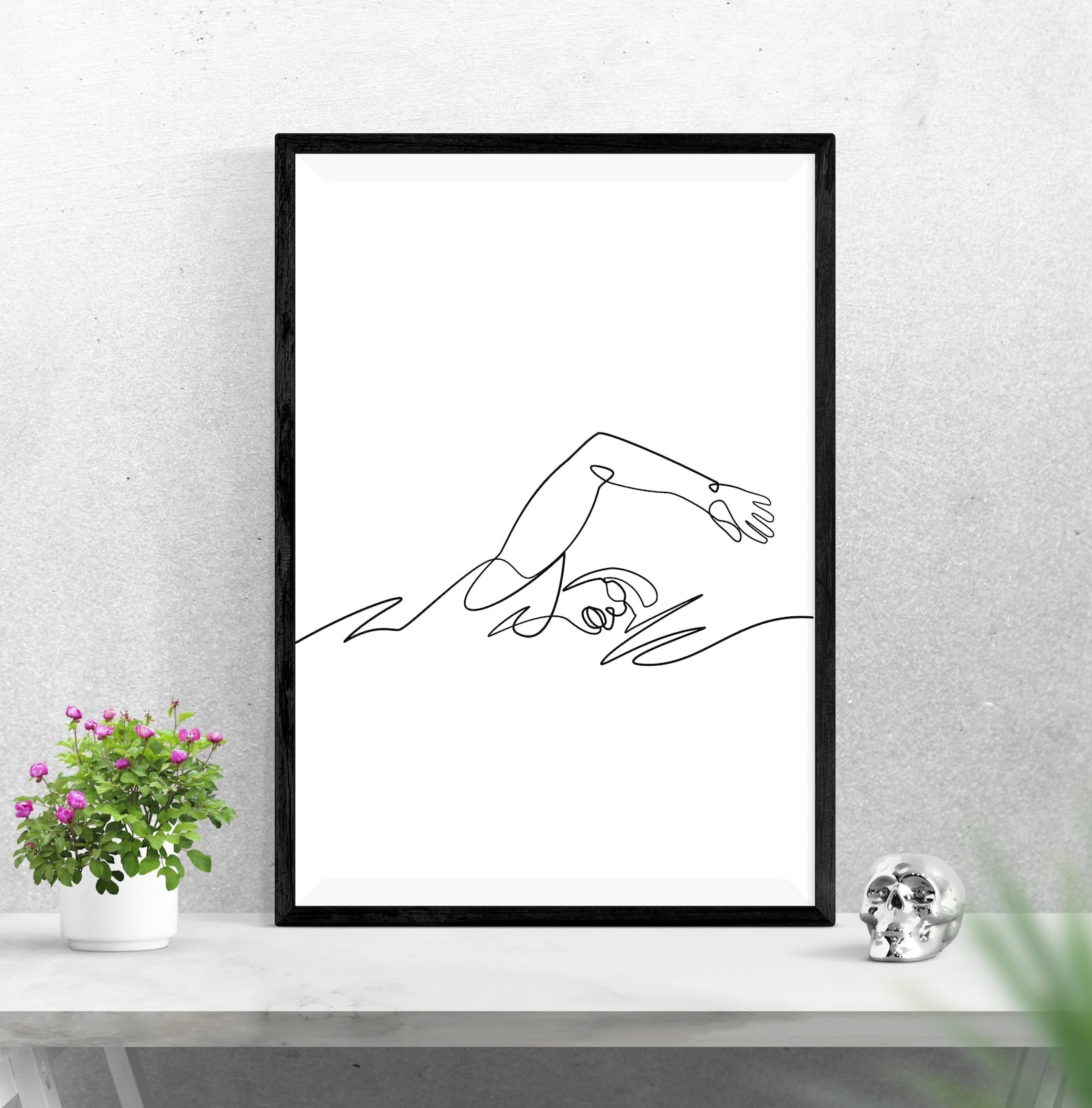 Swimmer Line Art Swimming Wall Art Print Swim Minimalist Etsy