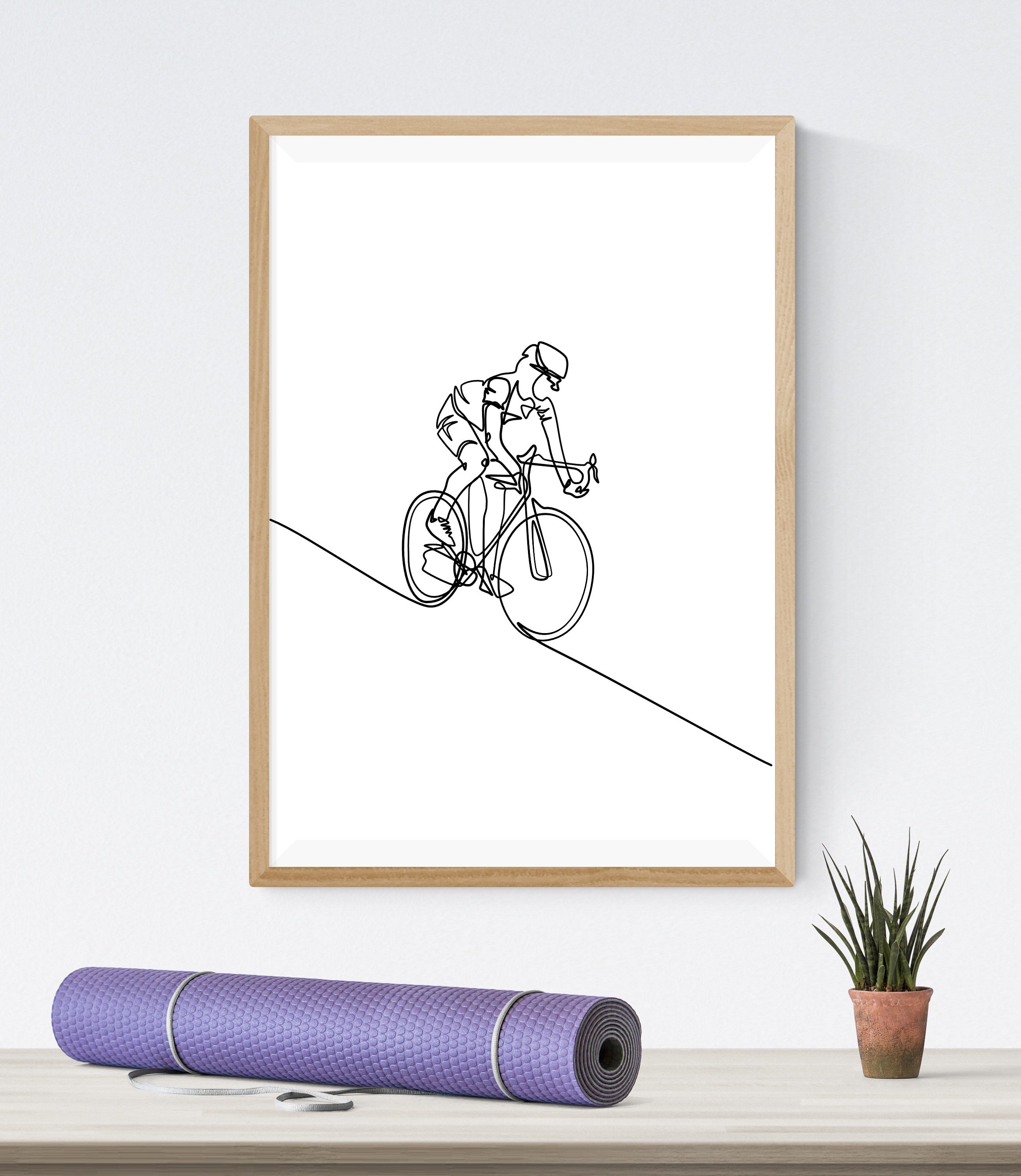 Bicycle Minimalist abstract print, Bicyclist art, home decor