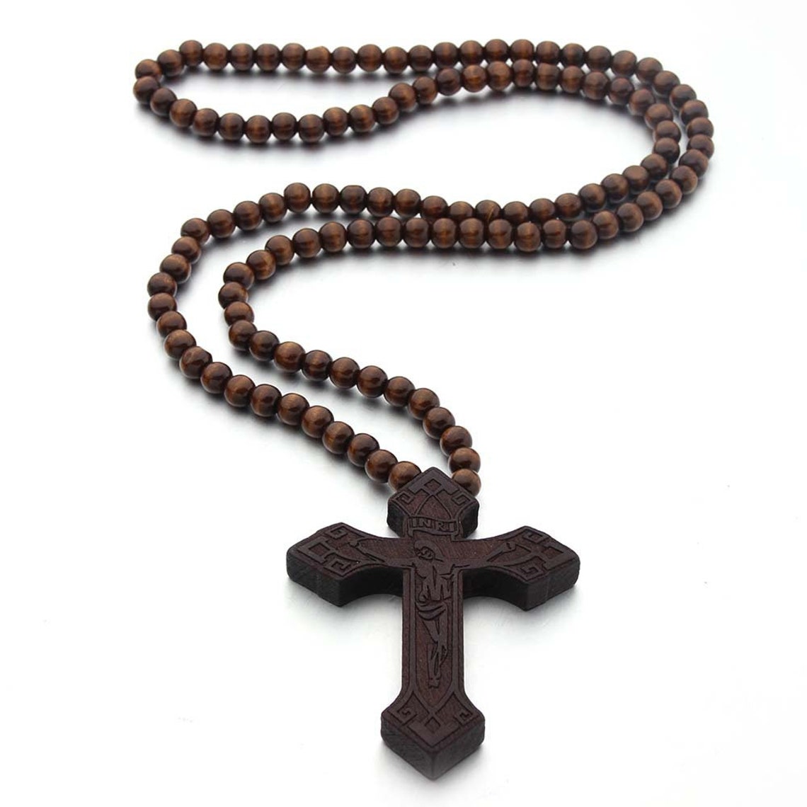 A necklace of rosary beads carved from wooden beads Etsy