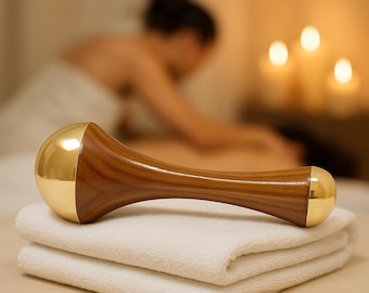2-in-1 Kansa Massager Wand, Ayurvedic Bronze Face & Body Tool, Lymphatic Drainage, Skin Detox