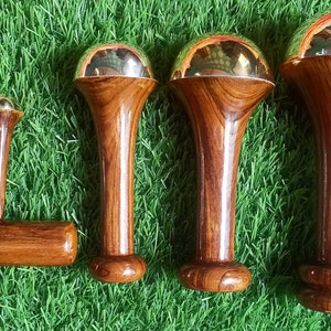 Kansa Wand Face, Body, Back & Foot Acupressure Massager With Teak Wood Handle for Detoxification And Deep Relaxation (Set of 4)