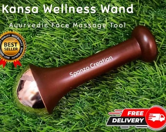 Original Ayurveda Kansa Wand Massager Tool avec poignée en bois de teck (Taille: 5,25 pouces Petit)