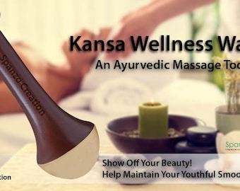 Original Ayurveda Kansa Wand Massager Tool with Teak Wood Handle (Size: 5.25 inches Small)