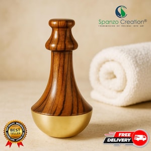 Ayurvedic Kansa Wand Face Massage Tool | Cell Regeneration | Natural Collagen Booster | Detoxifying | Facial Massaging Tool Teak Wood Handle