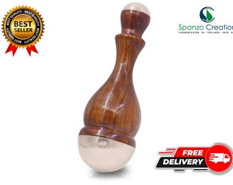 Ayurvedic Kansa Wand Massager: Face, Foot & Body Detox - Teak Wood Handle