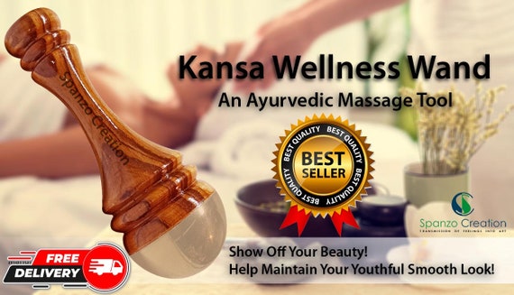 Ayurvedic Kansa Wand: Copper & Tin Face/Body Massager with Teak Handle