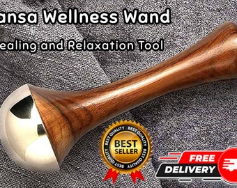 Kansa Wellness Wand Outil de massage facial ayurvédique avec manche en bois de teck (taille : 5,25 pouces petit)