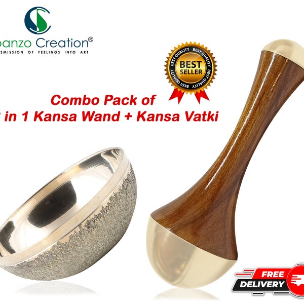 Kansa Wand + Vatki Cup for Face/Foot/Body and Marma Massager Deep Relaxation Healing Tools