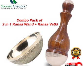 Ayurveda Kansa Wand + Vatki Cup for Face/Foot/Body and Marma Massager Deep Relaxation Healing Tools