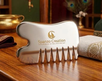 Kansa Gua Sha Comb, Ayurvedic Scalp Massage Tool, Bronze Hair Comb, Anti Frizz Care