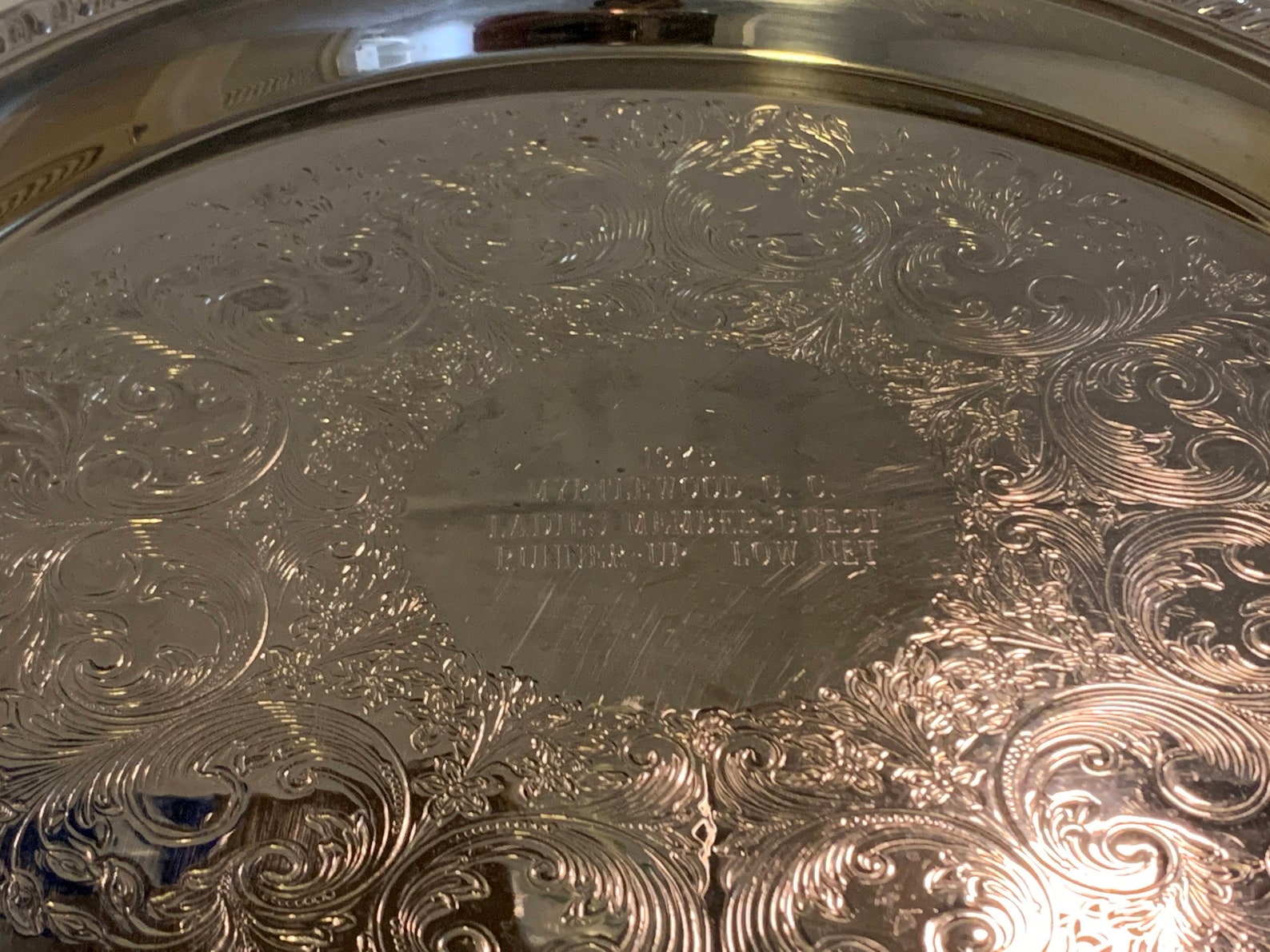 Vintage Silver plated Platter with writing Etsy